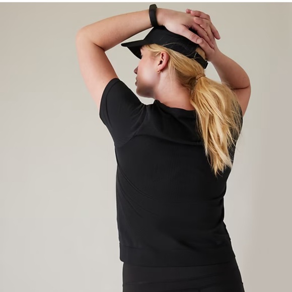 Athleta In Motion Seamless Top Workout Athletic Active Gym Tee Black SZ XS NWT - Picture 6 of 14